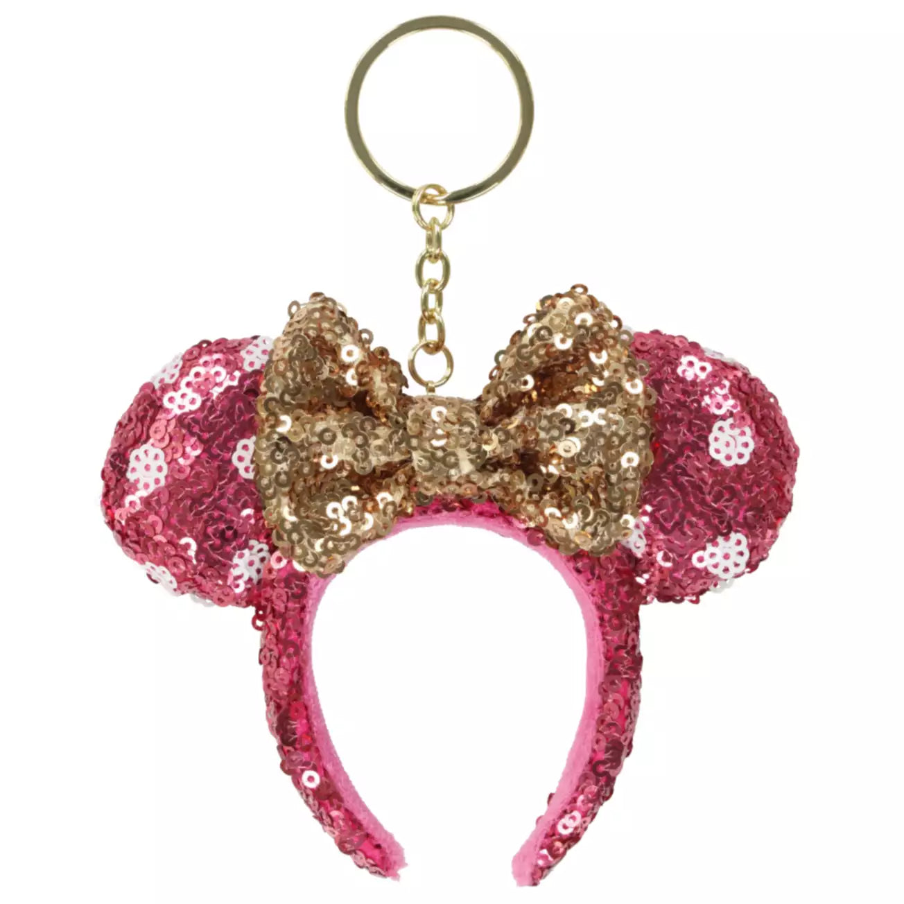 Tokyo Disney Resort - Minnie Ears - Pink x Gold Sequins - Ears Keychain