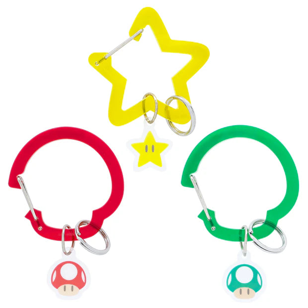 Universal Studios Japan - Super Nintendo World - Super Mushroom/Super Star/1UP Mushroom - Keychain Set (3 pieces)