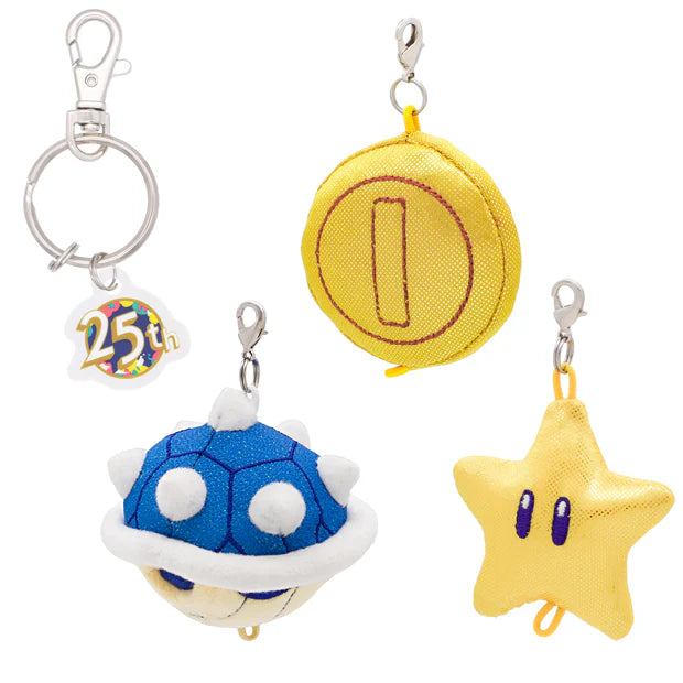 Universal Studios Japan - 25th Anniversary - Super Nintendo World - Superstar / Spiny Shell / Coin - Plush Keychain