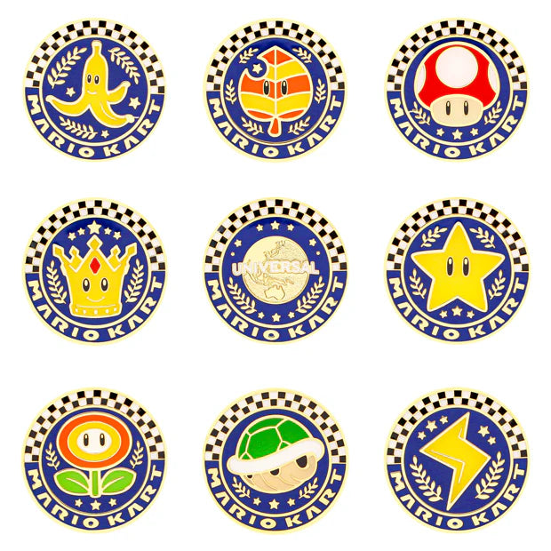 Universal Studios Japan - Super Nintendo World - Mario Kart - Pin Badge Complete Box (9 pieces)