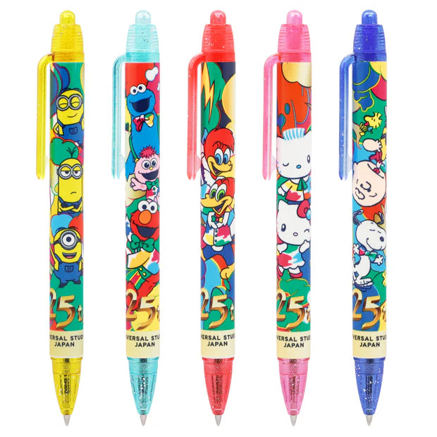 MAY 1 PREORDER - Universal Studios Japan - 25th Anniversary - Woody Woodpecker / Sesame Street™ / Minions / Hello Kitty / Peanuts - Ballpoint Pen Set (5 pens)