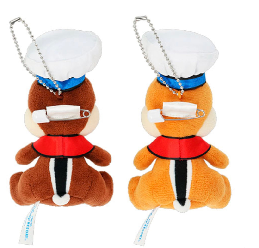 Tokyo Disney Resort - Quacky Celebration - Chip & Dale Plush Keychain / Pin Set