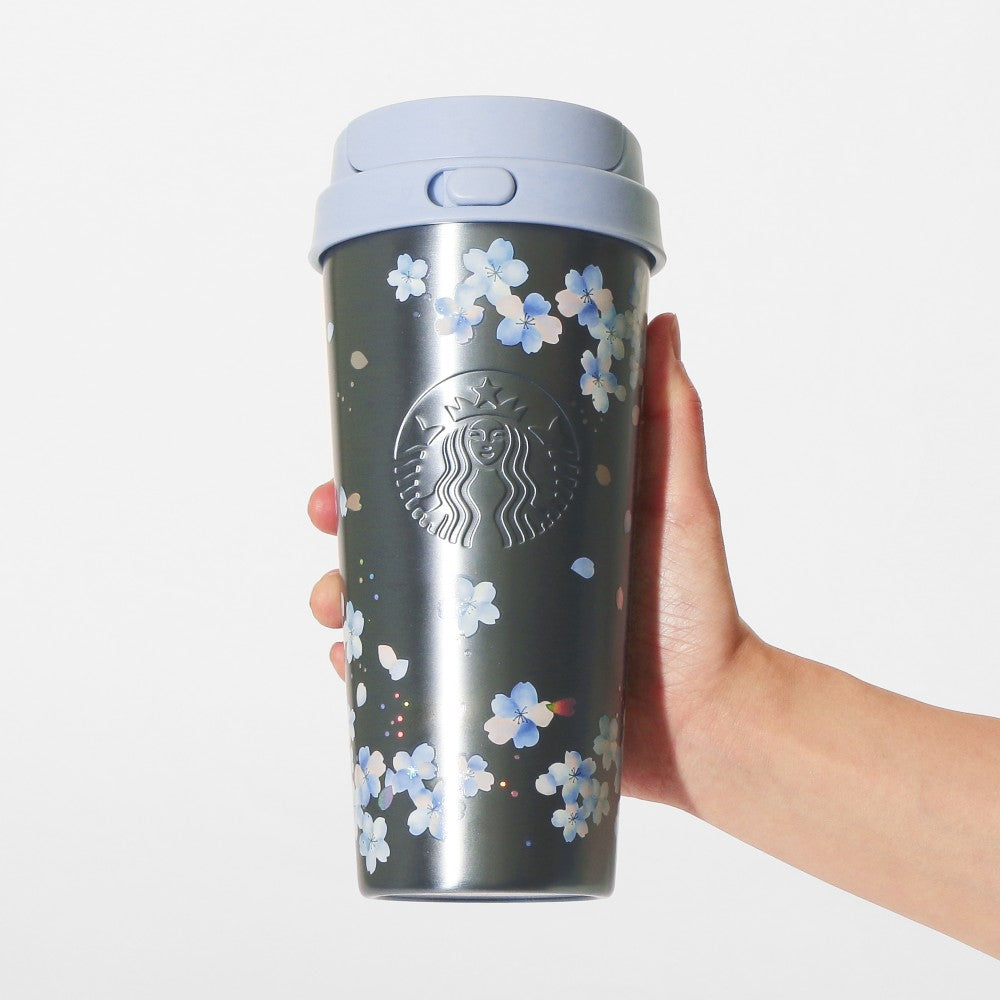 Starbucks Japan - Sakura 2026 - Twinkle Gently - Airy Blue - Stainless Steel TO GO Bottle - 473ml