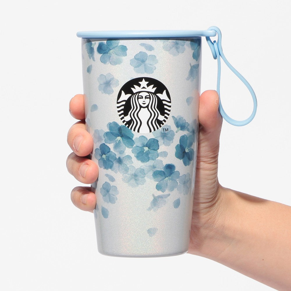 Starbucks Japan - Sakura 2026 - Twinkle Gently - Strap Cup Shape Stainless Steel Bottle - Airy Blue 355ml
