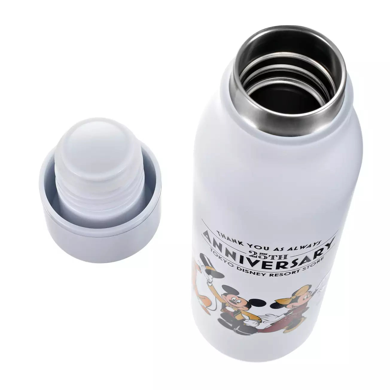 Tokyo Disney Resort Store Limited - 25th Anniversary - Mickey & Friends Stainless Steel Bottle - White