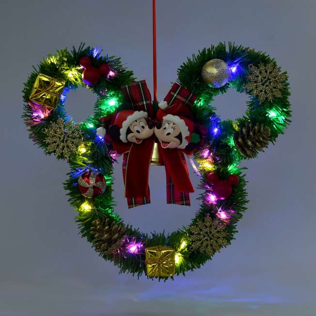 NOV 4 PREORDER - Japan Disney Store - Christmas 2025 - Mickey & Minnie - Light Up Wreath