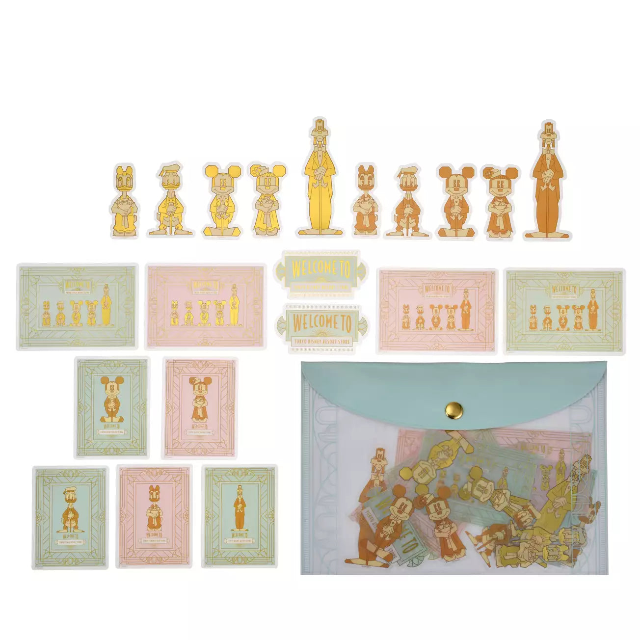 JULY 7 PREORDER - Tokyo Disney Resort Store Exclusive - Mickey & Friends Stickers in Case - 'Celebrating the 1st Anniversary Renewal Opening' Collection
