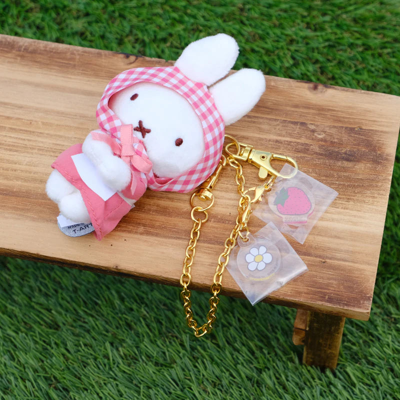 Miffy Japan - Little Thank You Plush Mascot Keychain - Hooded Strawberry / Salmon Pink