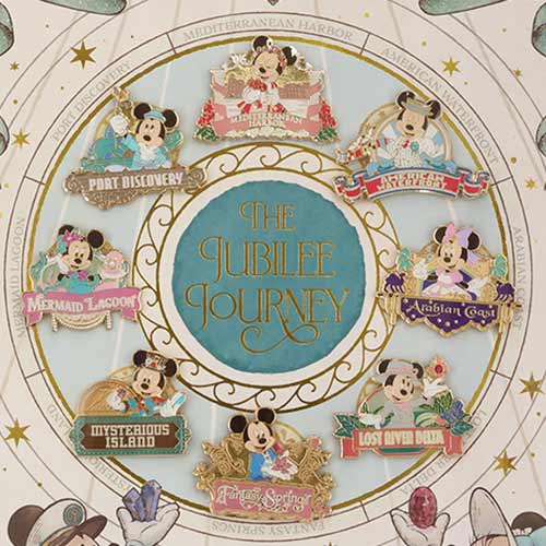 DisneySea Limited - 25th Anniversary - The Jubilee Journey - Pin Set in Frame