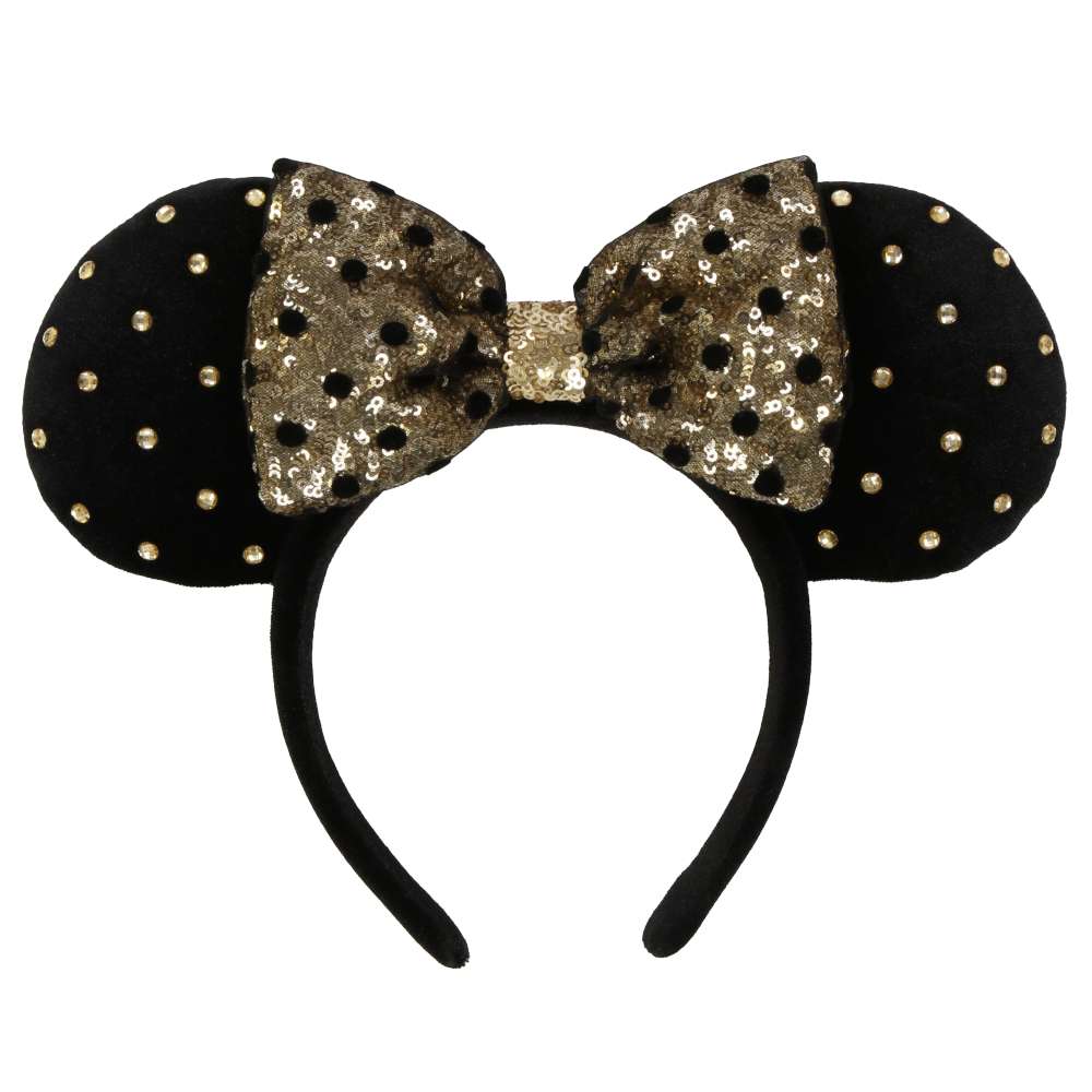 Tokyo Disney Resort - Black x Gold Polka Dot - Minnie Ears