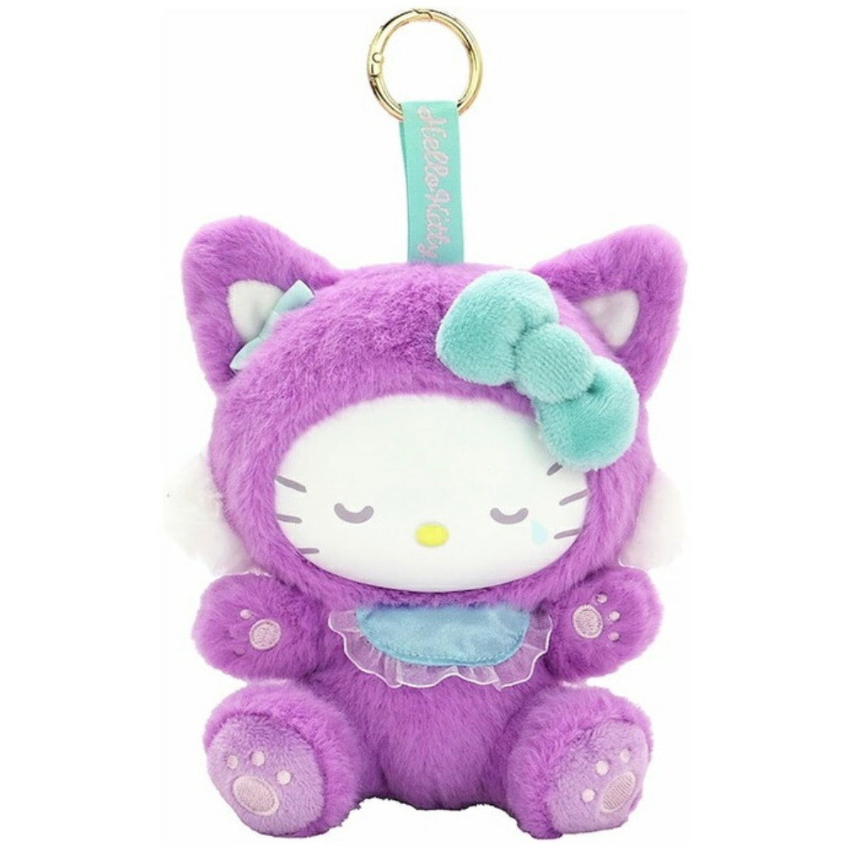 Sanrio Japan - Hello Kitty - Fine Face Cat - Plush Mascot Keychain (Purple)