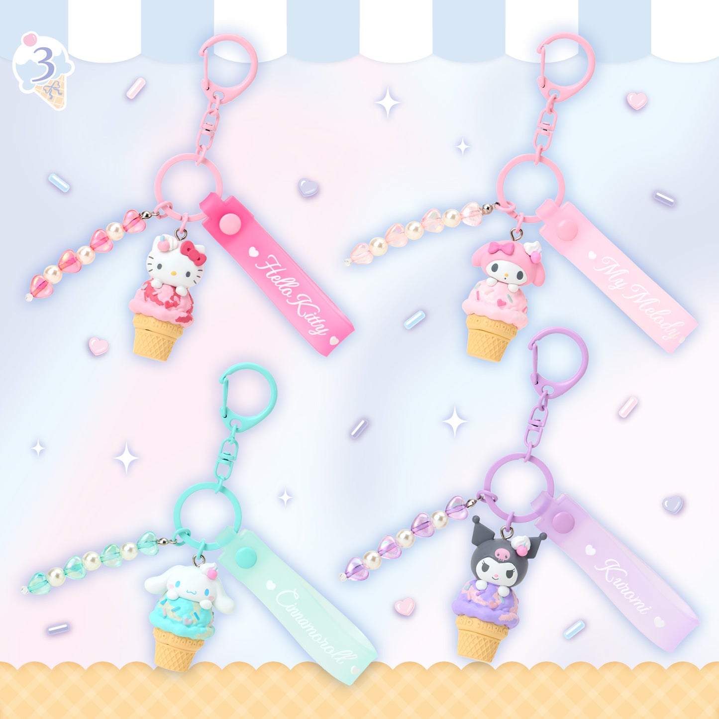 JUNE 3 PREORDER - Sanrio Japan - Dreamy Ice Cream Parlor - Keychains
