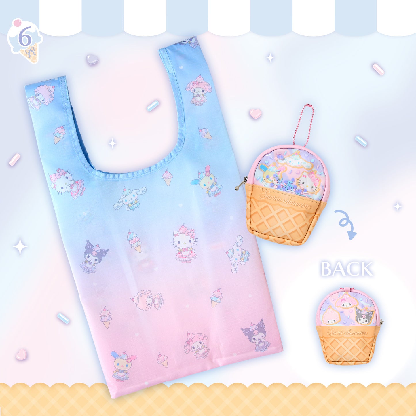 JUNE 3 PREORDER - Sanrio Japan - Dreamy Ice Cream Parlor - ECO Bag with Case