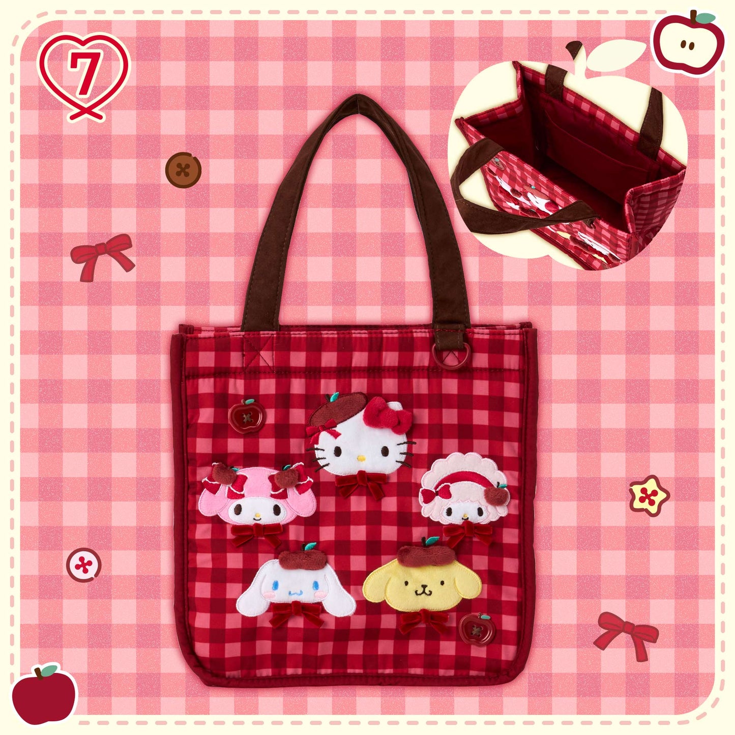 SEPT 9 PREORDER - Sanrio Japan - Autumn Apple Design - Tote Bag