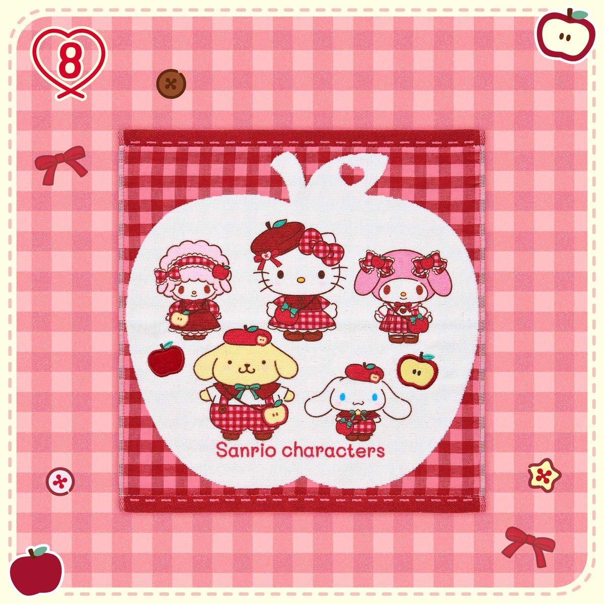 SEPT 9 PREORDER - Sanrio Japan - Autumn Apple Design - Hand Towel