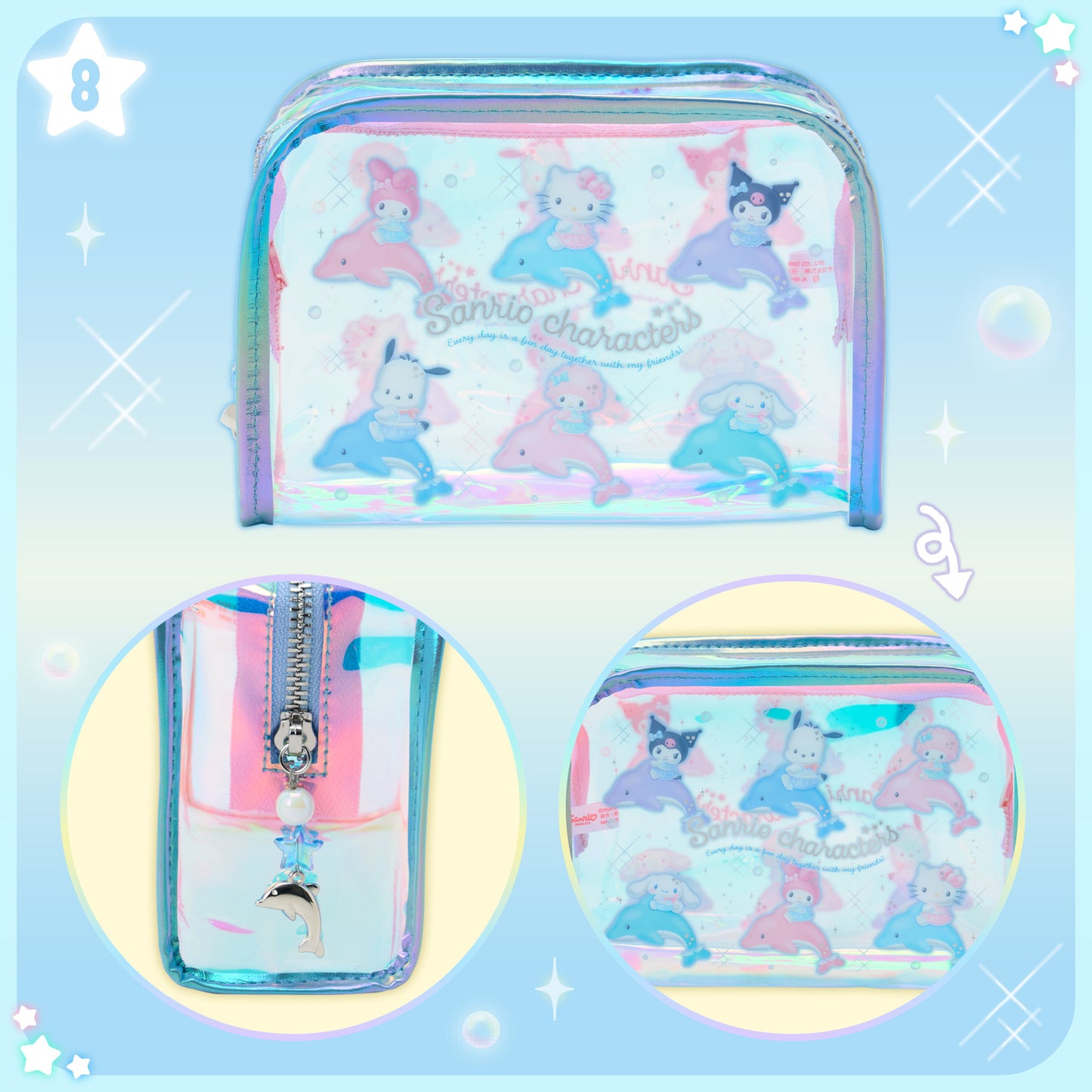 JULY 8 PREORDER - Sanrio Japan - Shiny Dolphin Design Series - Vinyl Pouch