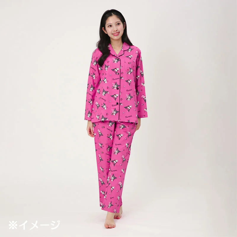 Sanrio Japan - Kuromi - Broadcloth Shirt - Pajamas Set - Adults (pink)