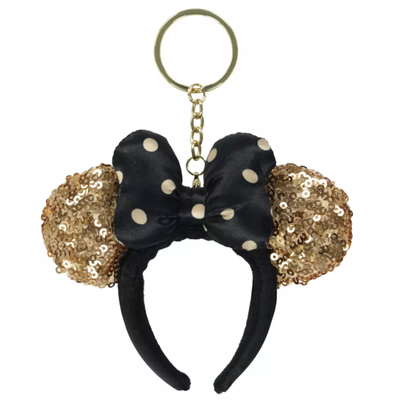 Tokyo Disney Resort - Minnie Ears - Black x Gold Sequins - Ears Keychain