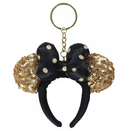 Tokyo Disney Resort - Minnie Ears - Black x Gold Sequins - Ears Keychain