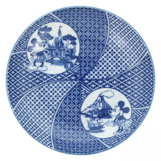 Tokyo Disney Resort - Japanese Style Plate - Mt Prometheus & Cinderella Castle (Swirl)