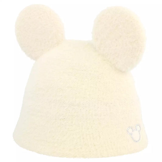 Tokyo Disney Resort - Cream Ears Fluffy Hat - Adult Size - Rhinestone