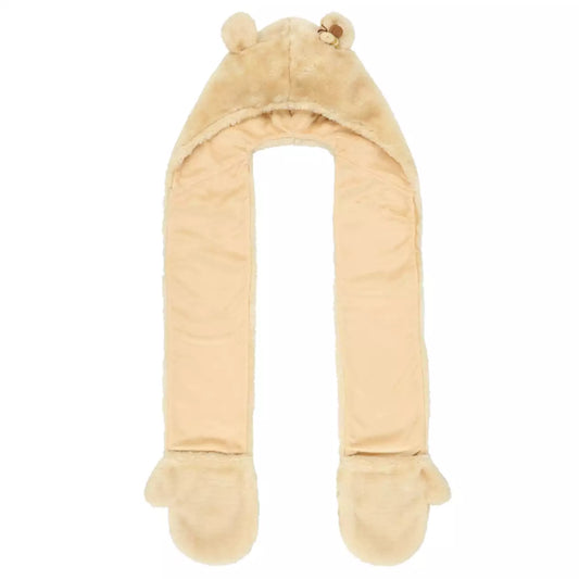 Tokyo Disney Resort - Winnie the Pooh - Beige Hooded Scarf with Mittens - Adult