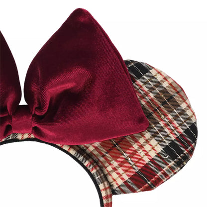 OCT 2 PREORDER - Tokyo Disney Resort - Red Plaid Velvet Ribbon - Minnie Ears
