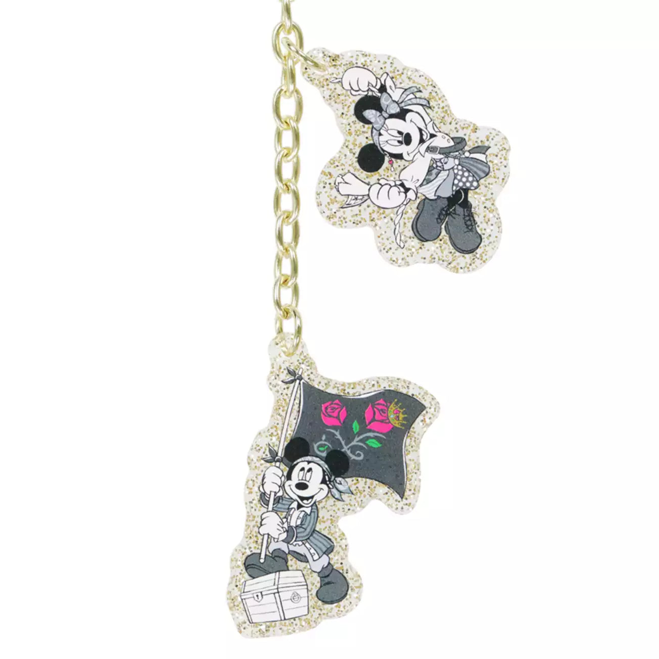 Tokyo Disney Resort - Pirates of the Caribbean - Minnie & Mickey Mouse - Keychain Strap with Sticker