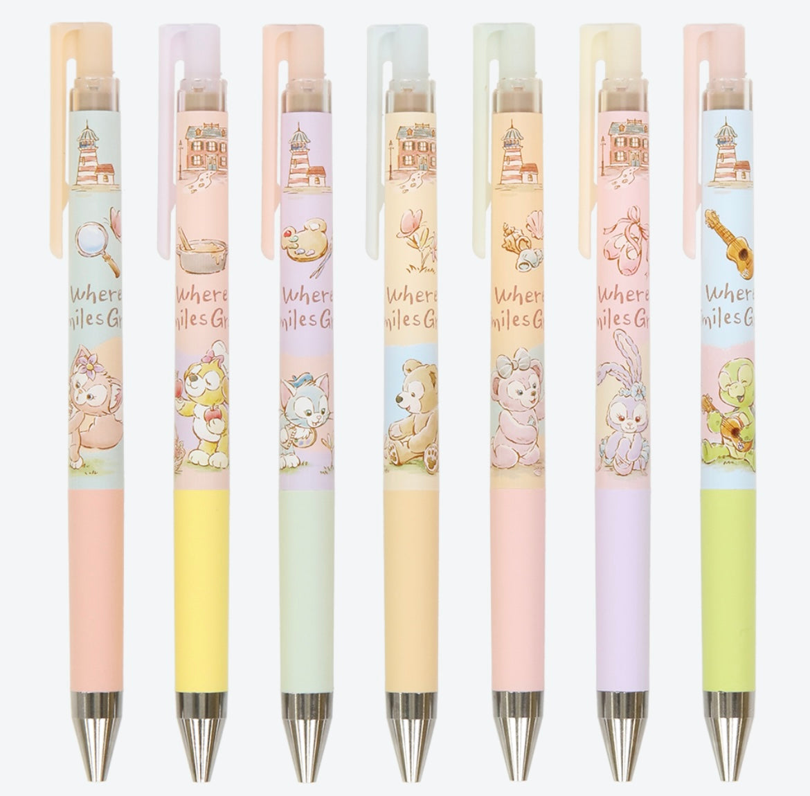 DISNEYSEA LIMITED - Duffy & Friends - Black Ballpoint Pen - 7 Set