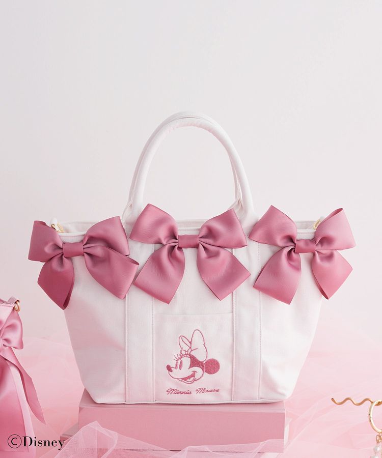 FEB 22 PREORDER - Disney Japan x Maison De Fleur - Minnie Mouse - Volume Ribbon 2-Way Tote Bag