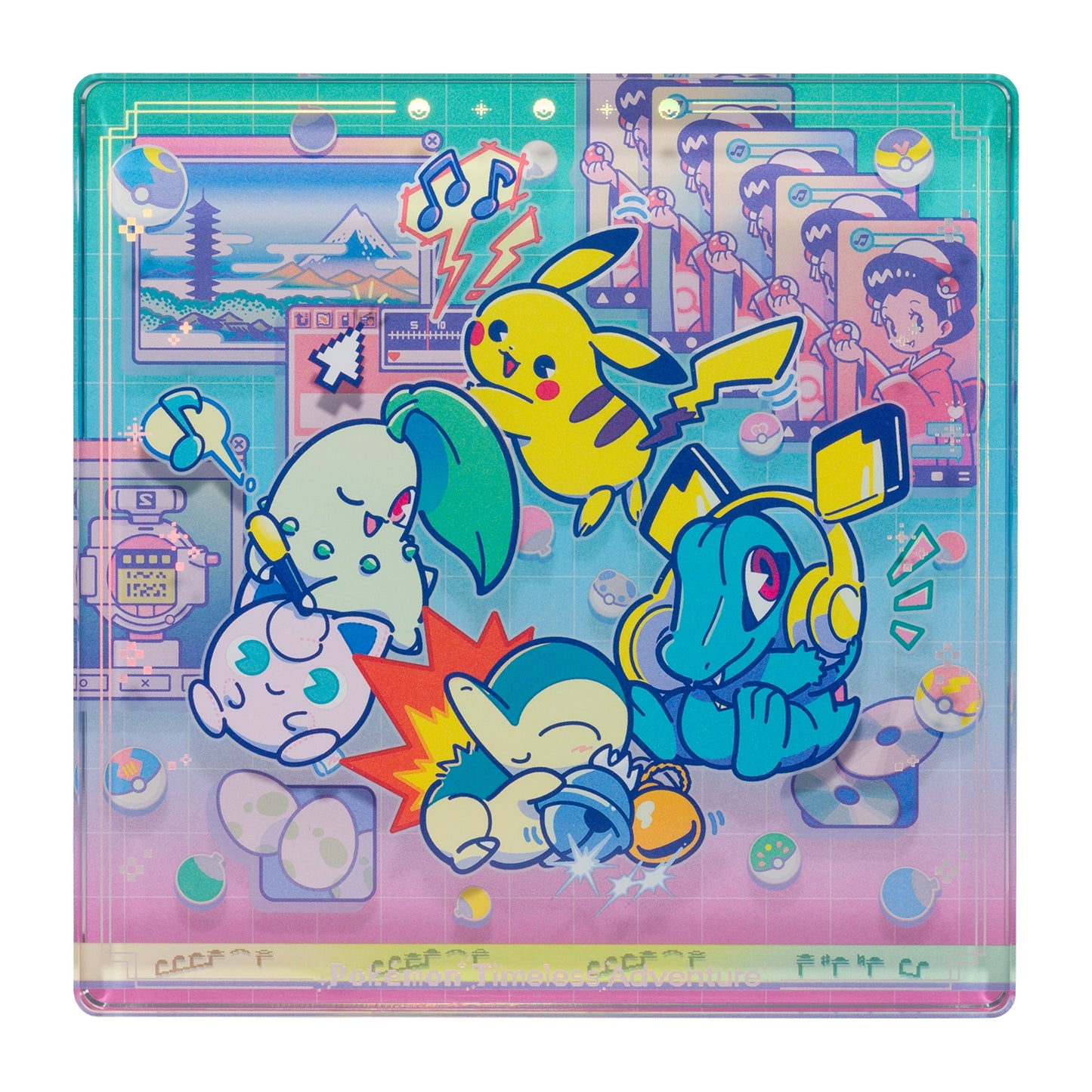 Japan Pokemon Center Original - Acrylic Block Art - Timeless Adventure Johto