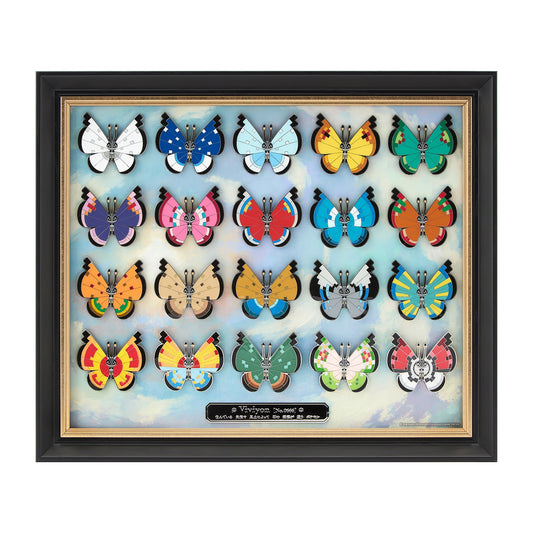 Pokemon Centre Japan - Vivillon Pin Collection in Frame - Complete Set of 20