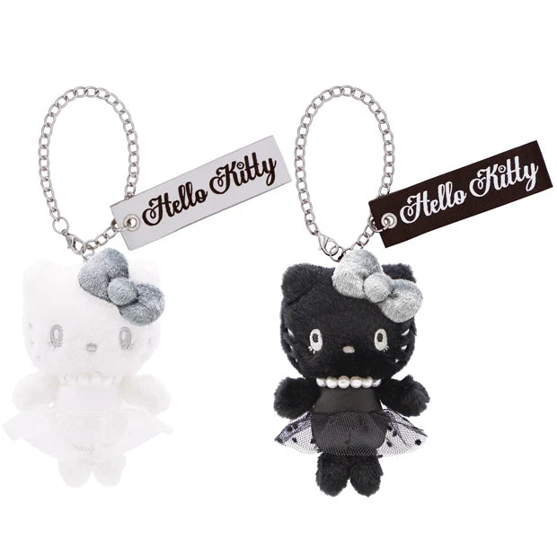 Universal Studios Japan - Hello Kitty - Black & White - Plush Keychain Set