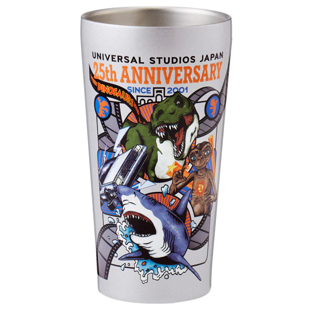 MAY 1 PREORDER - Universal Studios Japan - 25th Anniversary - Classic Rides - Jurassic Park / Jaws / Back to the Future / E.T. / Woody Woodpecker - Stainless Steel Tumbler
