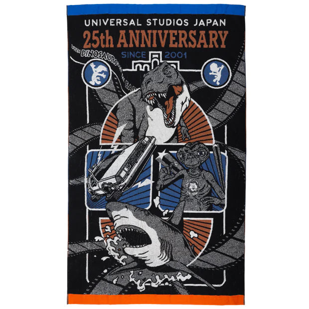 MAY 1 PREORDER - Universal Studios Japan - 25th Anniversary - Classic Rides - Jurassic Park / Jaws / Back to the Future / E.T. / Woody Woodpecker - Towel Blanket