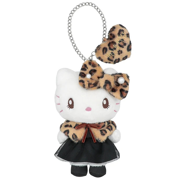Universal Studios Japan - Hello Kitty - Brown Leopard Print - Plush Keychain