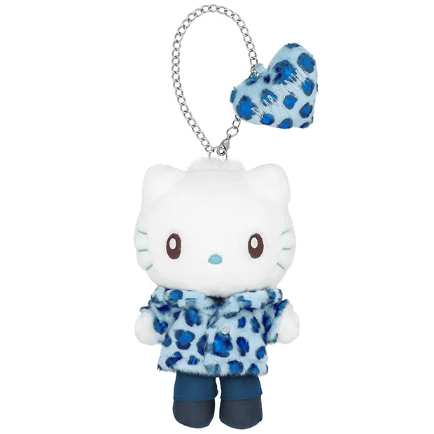 Universal Studios Japan - Hello Kitty - Blue Leopard Print - Plush Keychain