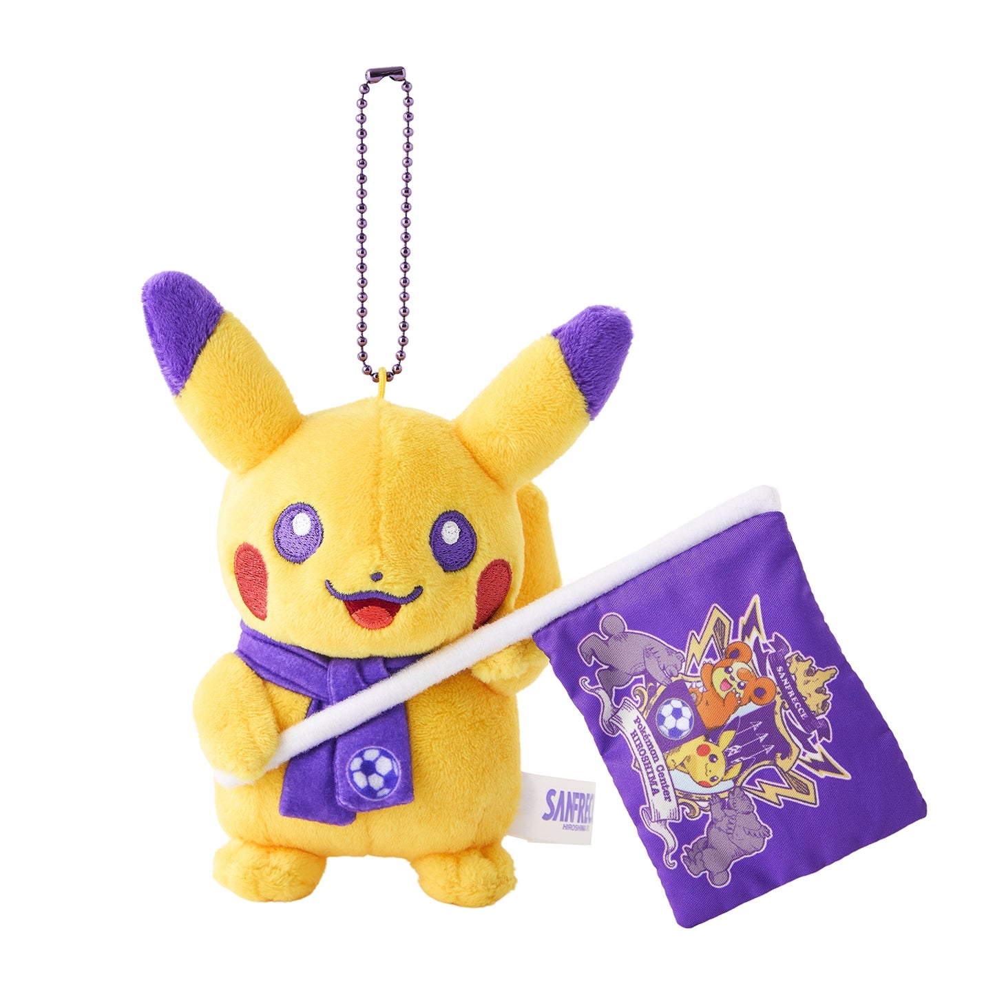 Japan Pokemon Center Original - Pikachu - Hiroshima Limited - Sanfrecce Soccer Club - Plush Keychain