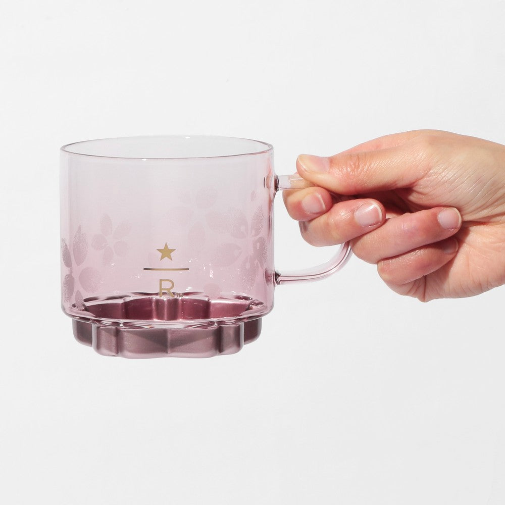 FEB 16 PREORDER - Starbucks Reserve Japan - Sakura 2026 - Handle Glass Mug with Pink Bottom - 355ml