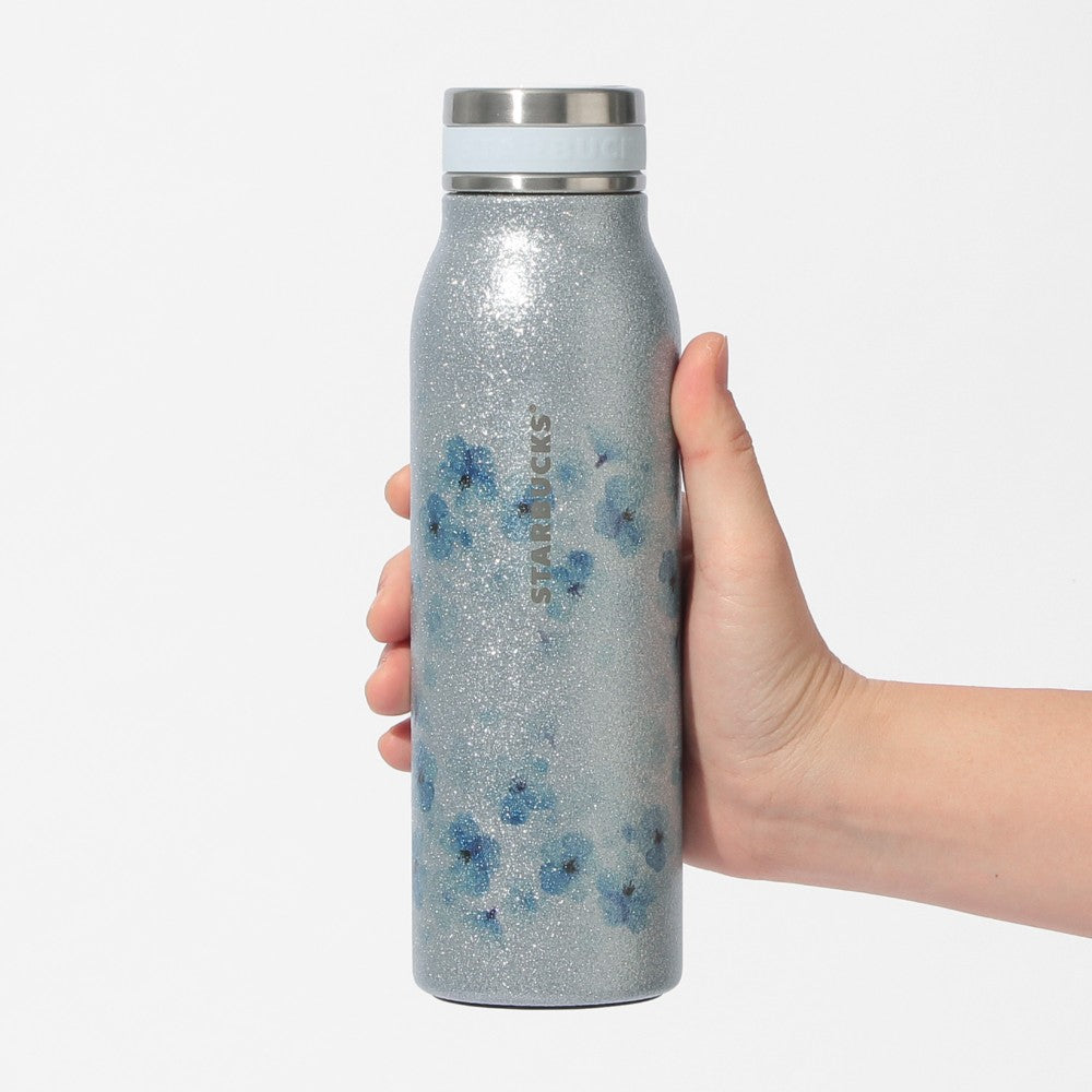 Starbucks Japan - Sakura 2026 - Twinkle Gently - Stainless Steel Bottle Glitter Airy Blue - 444ml
