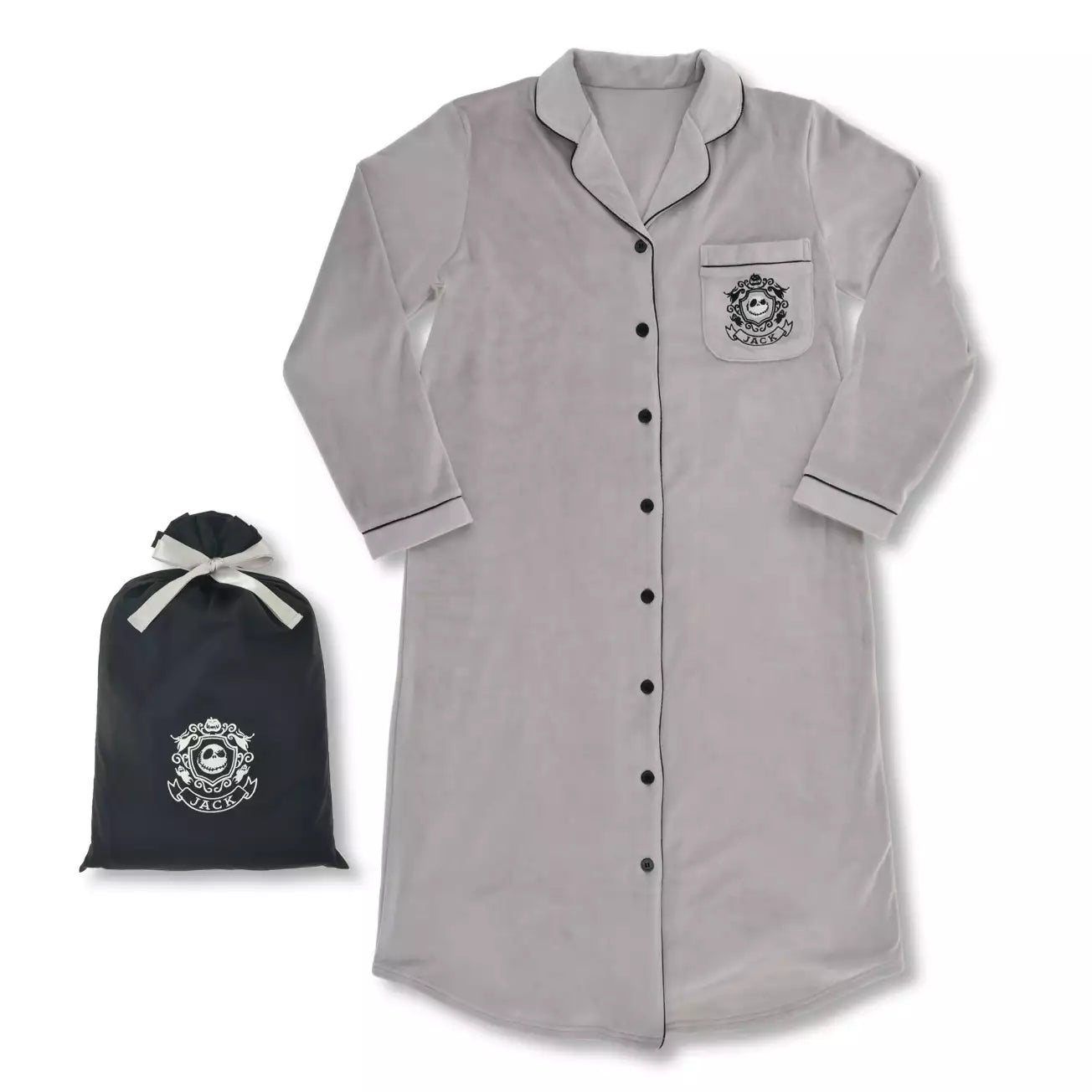 Japan Limited - The Nightmare Before Christmas -  Jack Skellington & Zero Long Sleeve Pajama Dress with Drawstring Bag