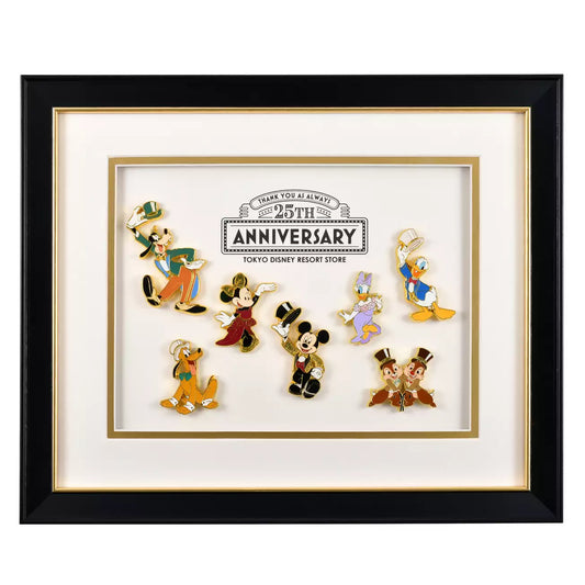 Tokyo Disney Resort Store Limited - 25th Anniversary - Mickey & Friends Pin Badge Set with Frame