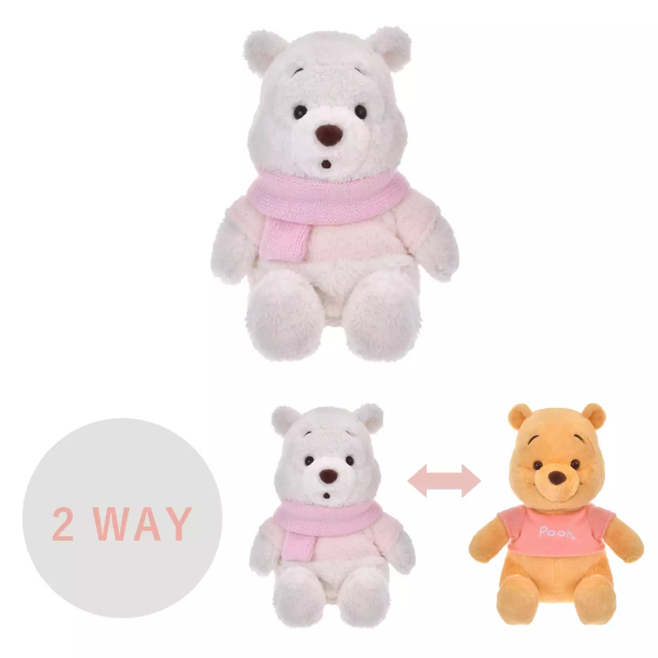 NOV 11 PREORDER - Japan Disney Store - White Pooh - 2Way Winnie the Pooh Plush