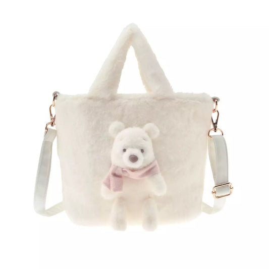 NOV 11 PREORDER - Japan Disney Store - White Pooh - Winnie the Pooh - 2Way Fur Bag