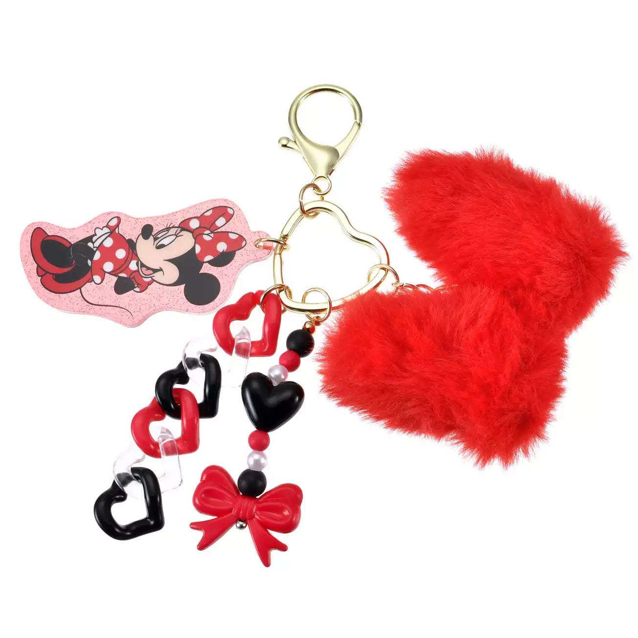 Japan Disney Store - Minnie Mouse - Fluffy Jingling Keychain