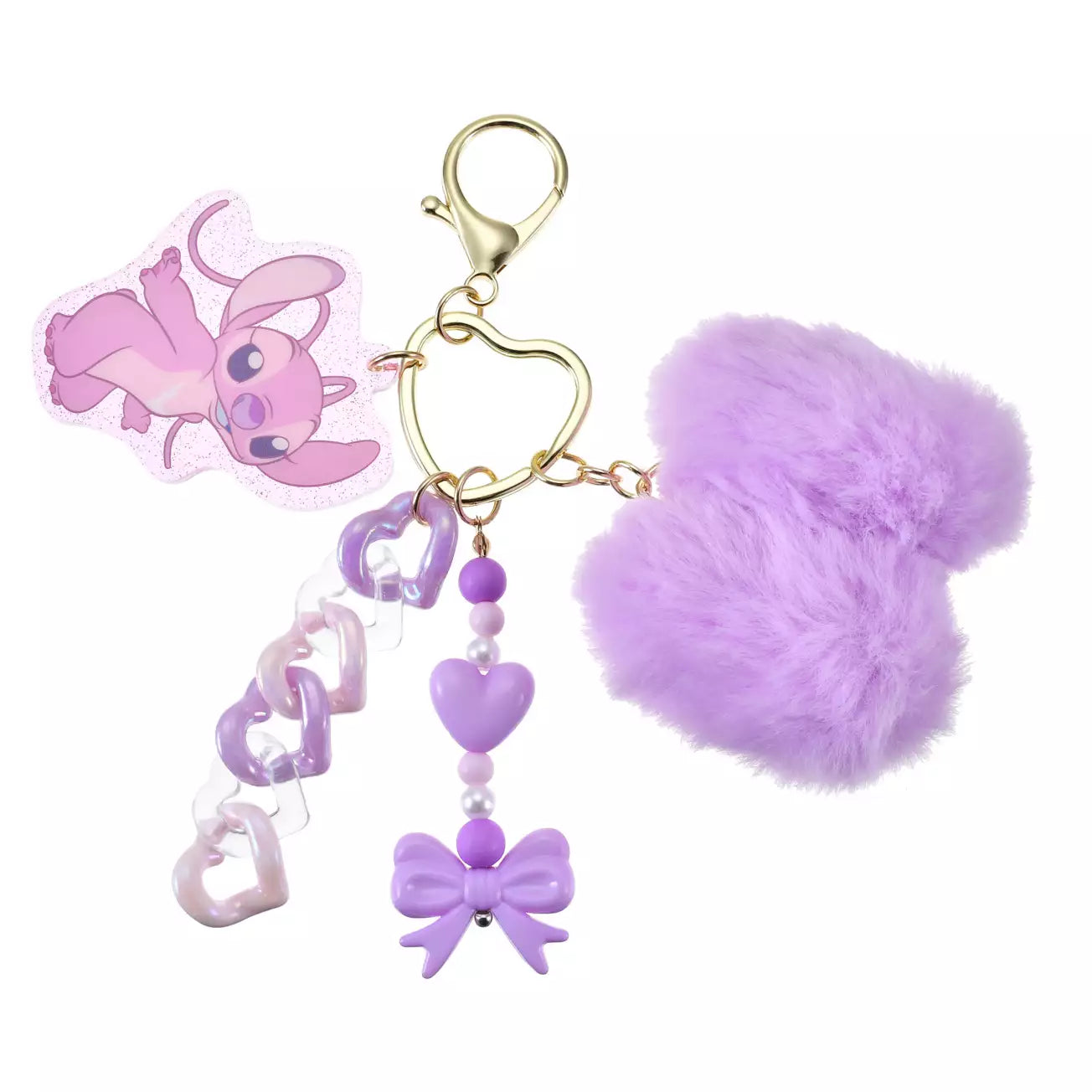 Japan Disney Store - Lilo & Stitch - Angel - Fluffy Jingling Keychain