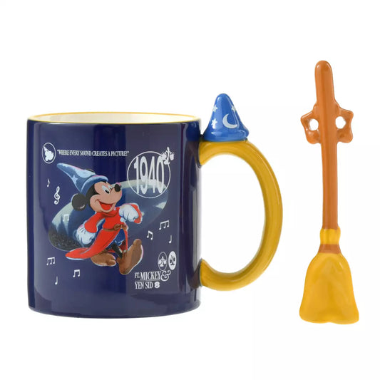 DEC 9 PREORDER - Japan Disney Store - Fantasia 85th Anniversary - Mickey Mouse - Mickey & Broom Mug and Spoon Set