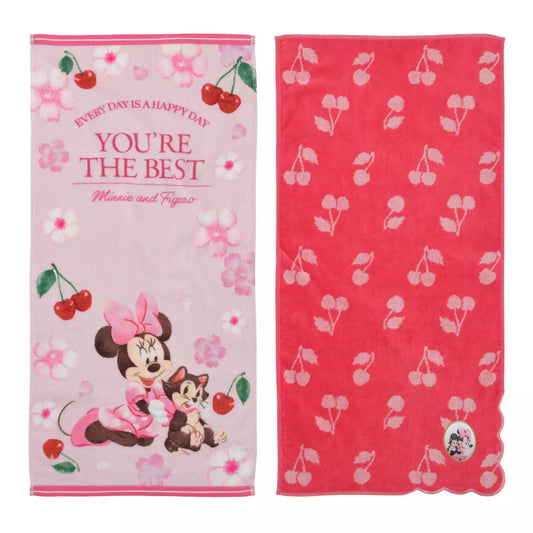 JAN 12 PREORDER - Japan Disney Store - Sakura 2026 - Minnie & Figaro Face Towel Set