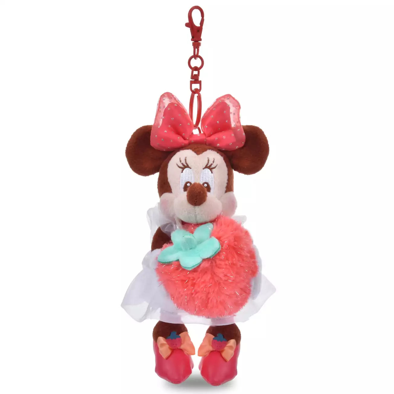 Minnie mouse strawberry plush toy keychain