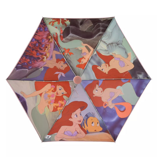 MAY 1 PREORDER - Japan Disney Store - The Little Mermaid - Ariel, Flounder & Sebastian Folding Umbrella - Sun & Rain